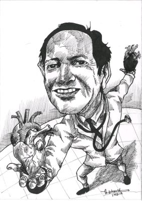 Caricature Dr. Christiaan Barnard, de Hdhawal
